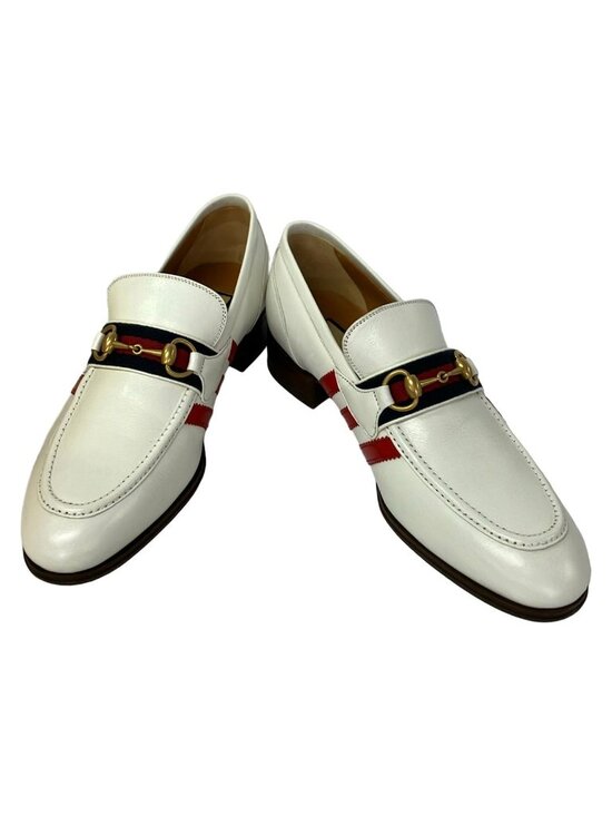 Gucci Loafers 10 3 Stripe Horsebit Ivory Red Multi Leather main image 7